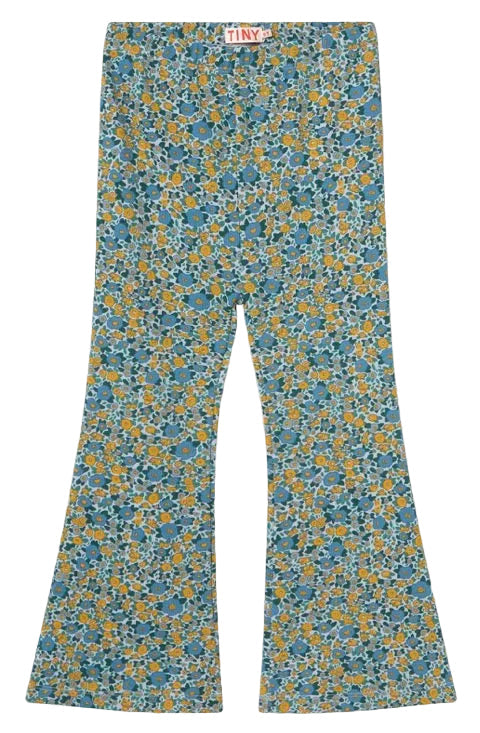 Flower Pattern Ribbed Pants