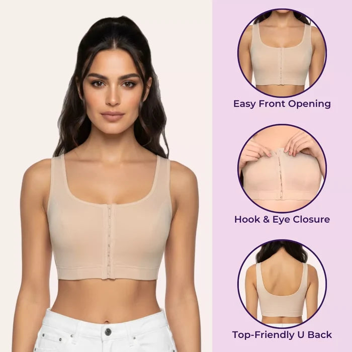 Front Open Hook And Eye Bra Features-Skin