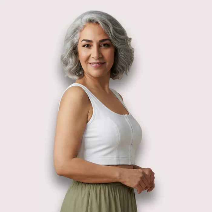 Front Open Bra With Hooks & U Back For Elderly - White