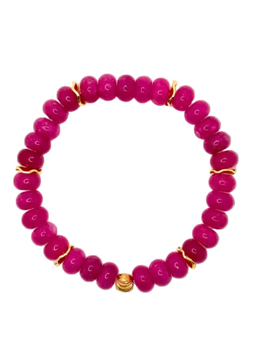 Fuchsia Gemstone Bracelet with Gold Accents