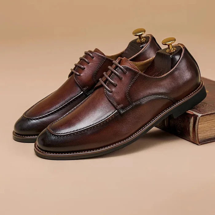 Genuine leather business dress shoes - AntoniosClothing - Black 1
