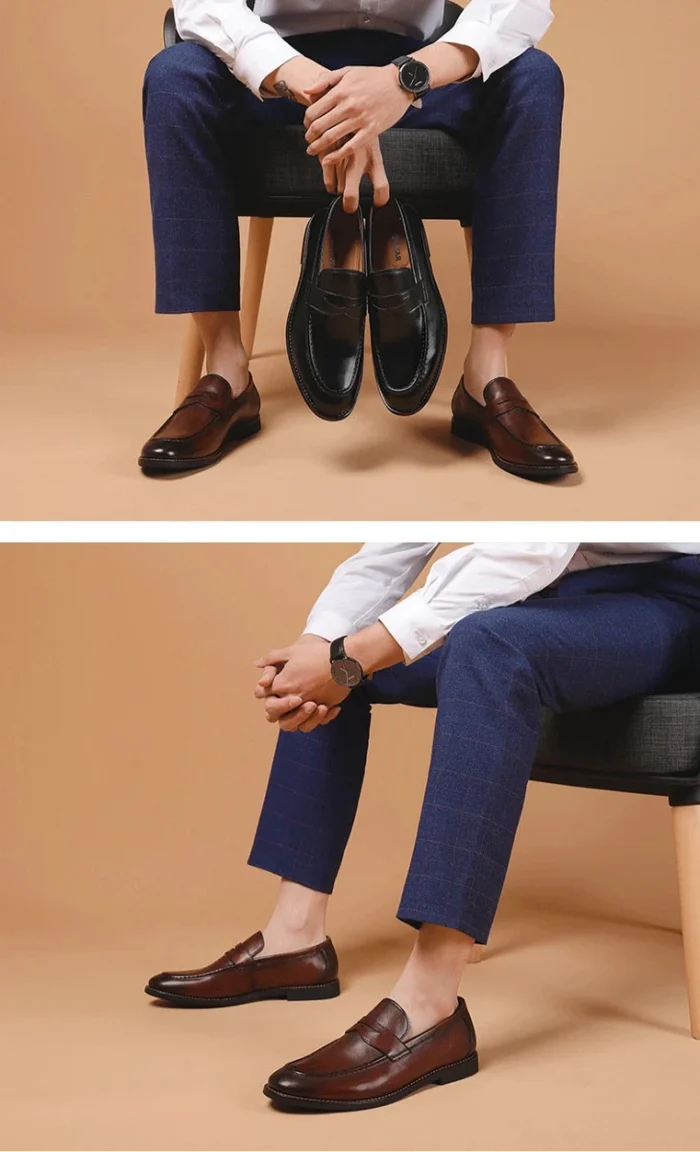 Genuine leather business dress shoes - AntoniosClothing - Black 1
