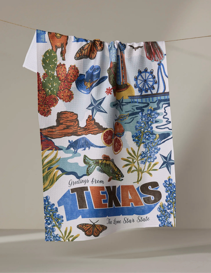 Greetings from Texas Tea Towel