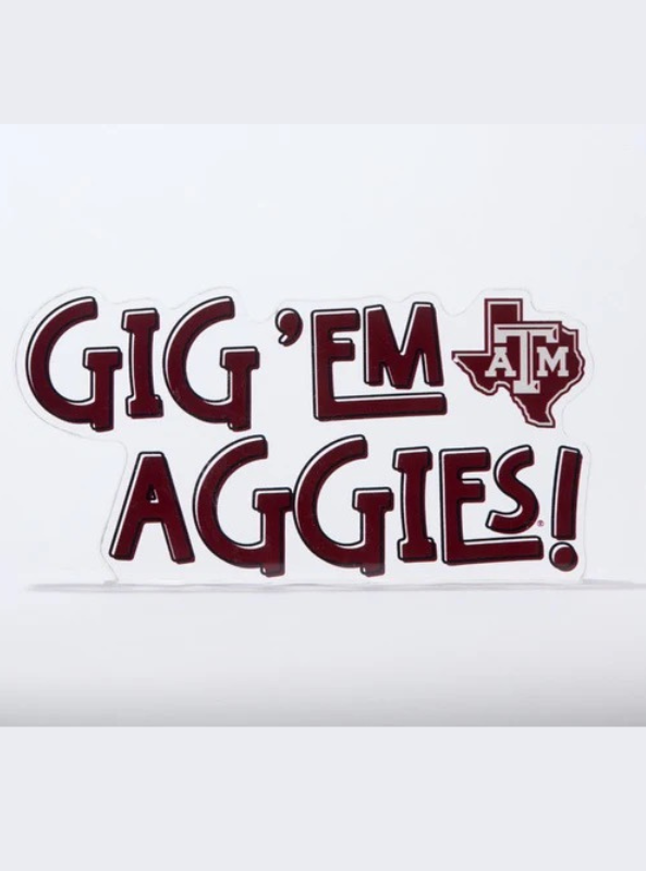 Gig 'Em Aggies Letter Acrylic Block Shelfie