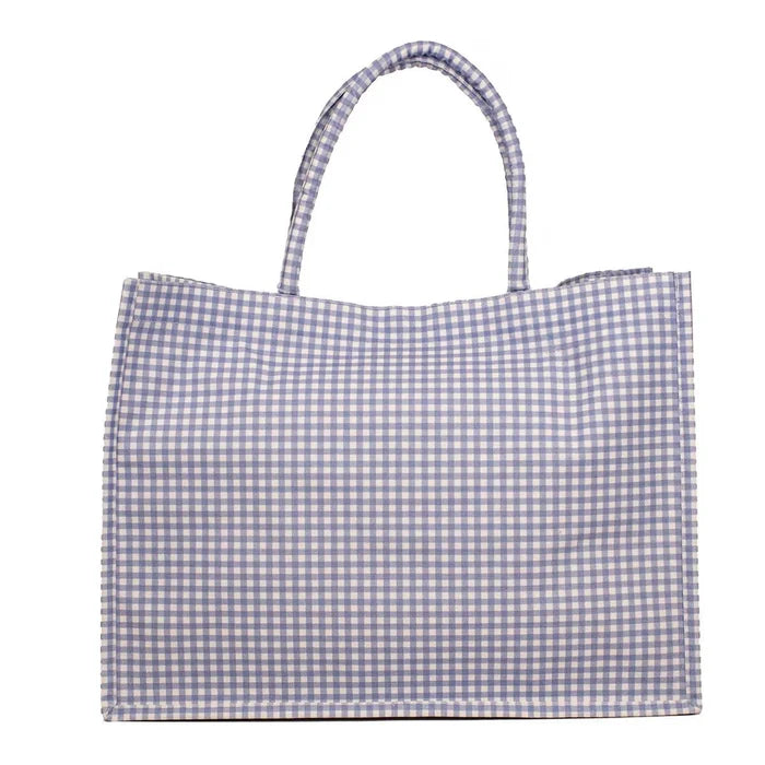 Gingham Classic Tote - Blue & White
