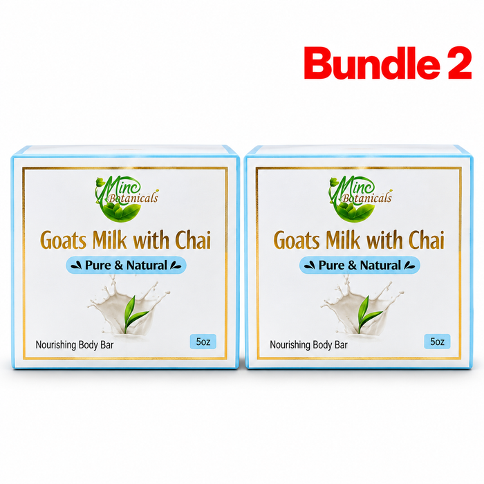 Goat's Milk Soap with Chai 5 oz in branded packaging, gentle cleansing bar made with goat's milk and chai-inspired ingredients to cleanse, moisturize, and leave skin feeling soft, smooth, and refreshed.