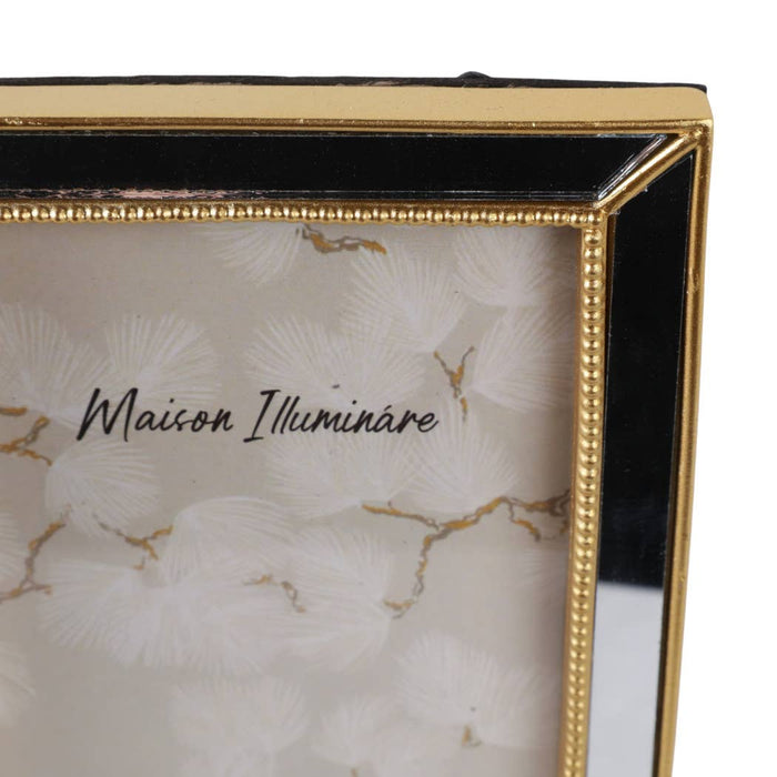 Gold 4x6 in. Resin Photo Frame with Mirrored Beaded Border