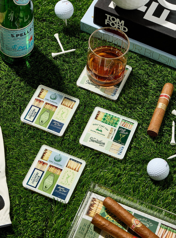 Golf Matchbook Coasters- Set of 4