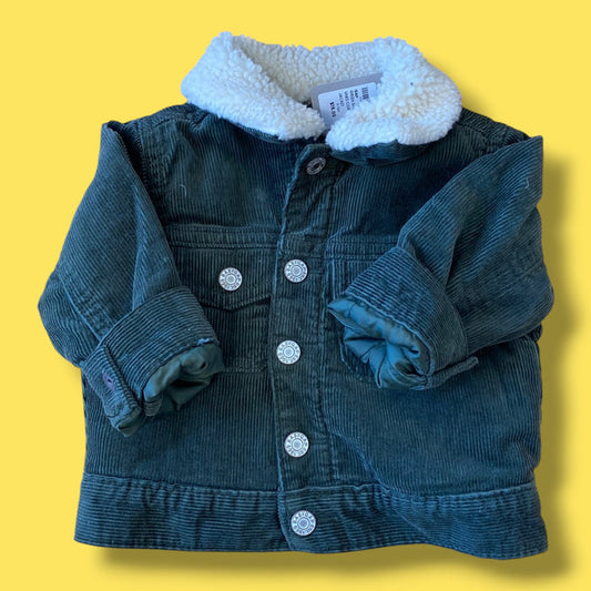 green Gap sherpa lined cord jacket, 6-12m