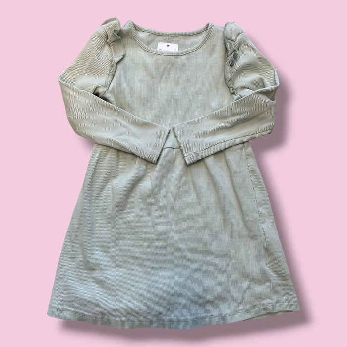 green H&M ribbed dress, 3/4y