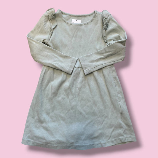 green H&M ribbed dress, 3/4y