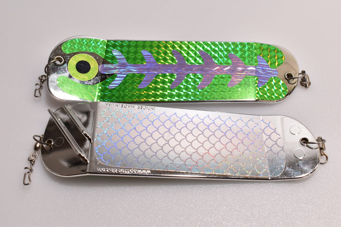 Green Rainbow Rain - 8" Double Finned Flasher