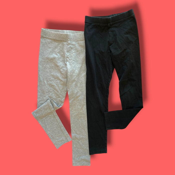 Grey/Black Crew Cuts Set of 2 leggings, 7Y