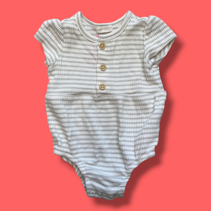 Grey/white  Petit Lem striped bodysuit, 3m