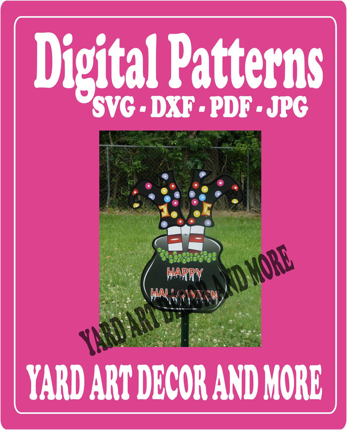 Witches Legs in Cauldron Halloween Yard Sign Digital Template
