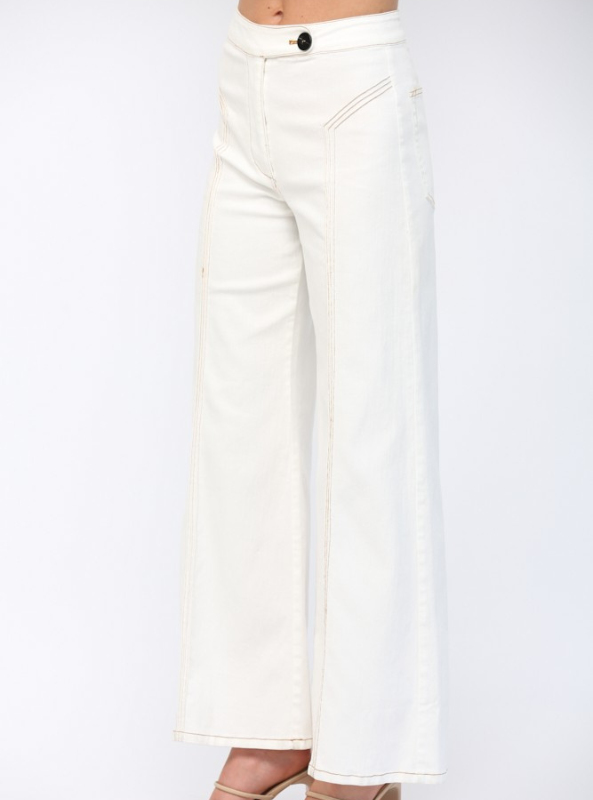 High- Waisted Flare Pants- Cream