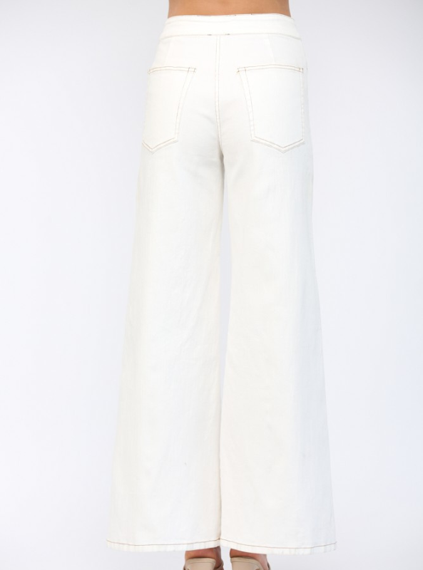 High- Waisted Flare Pants- Cream