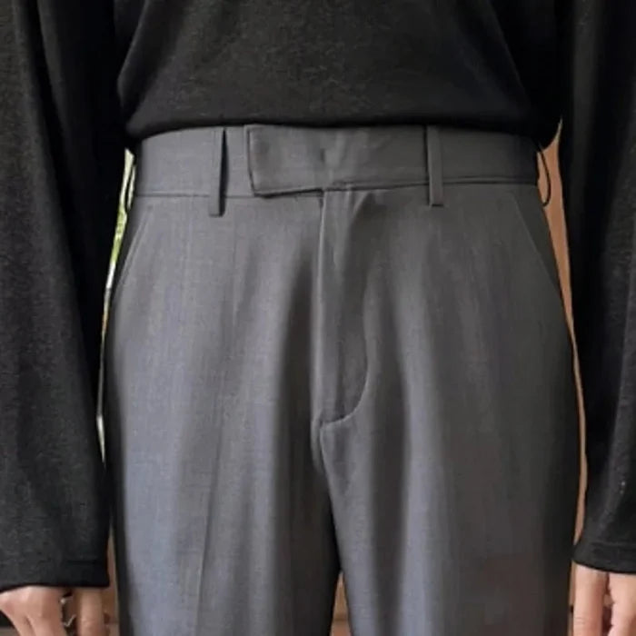 High waist straight style pants - AntoniosClothing - Gray