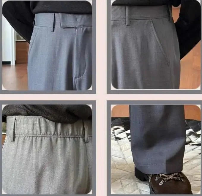 High waist straight style pants - AntoniosClothing - Gray