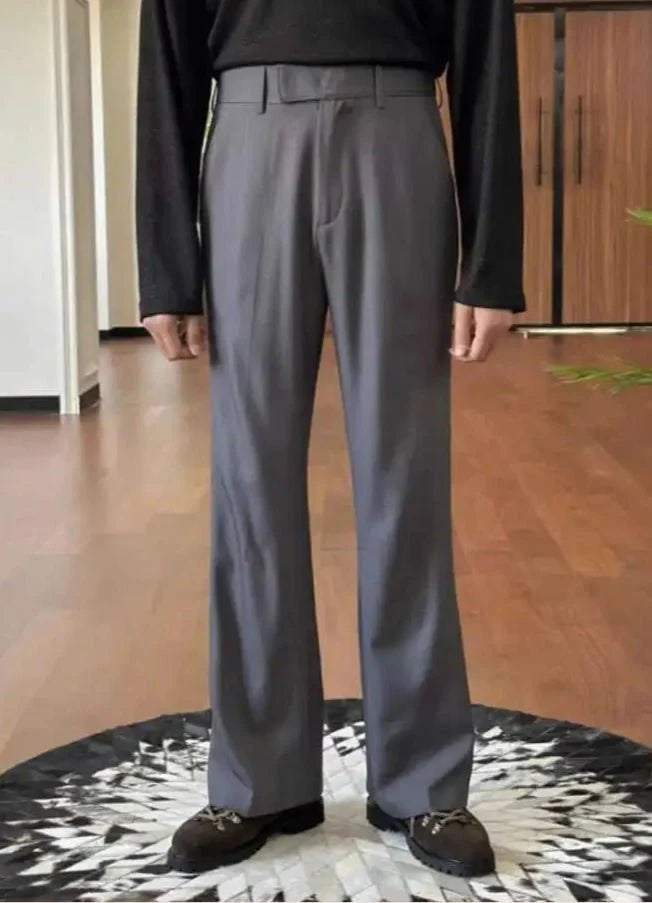 High waist straight style pants - AntoniosClothing - Gray