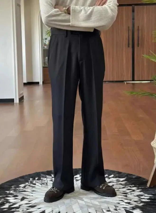 High waist straight style pants - AntoniosClothing - Gray