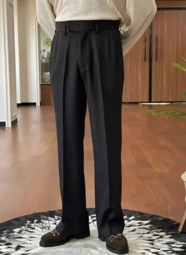 High waist straight style pants - AntoniosClothing - Gray