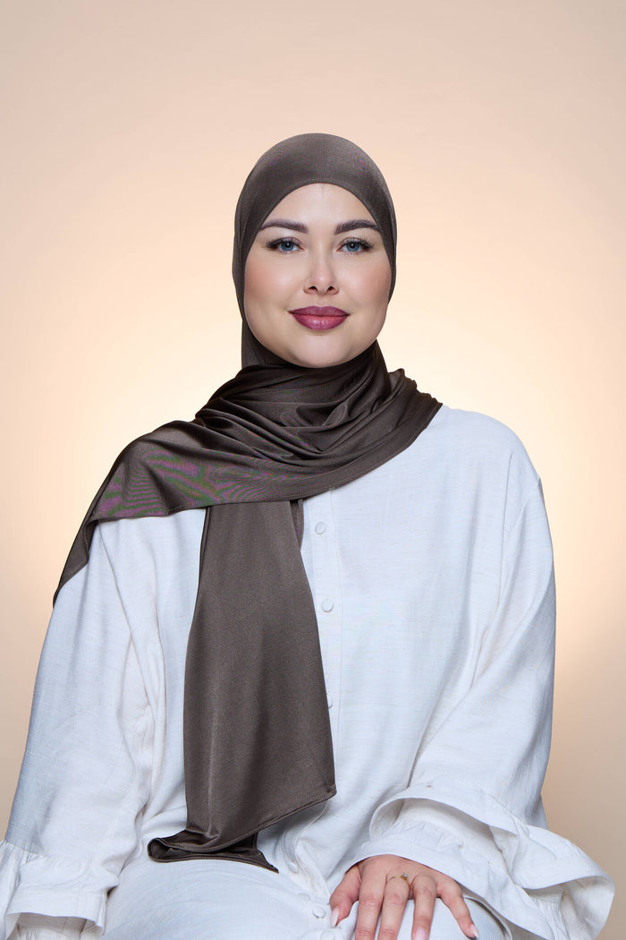 Hijab Premium Satin  Mae  Darkolive Green