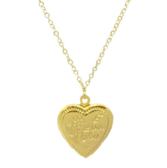 "I Love You" Girls Heart Locket Necklace