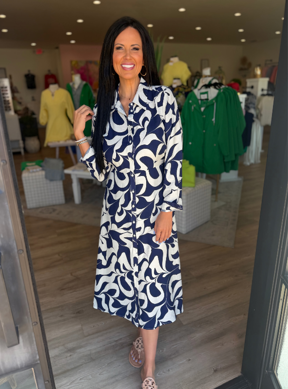 Ikaia Shirt Dress-Navy