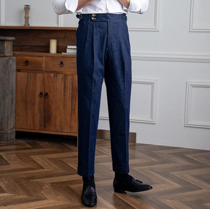 Italian Blue Trousers - AntoniosClothing - Blue
