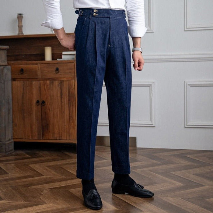 Italian Blue Trousers - AntoniosClothing - Blue