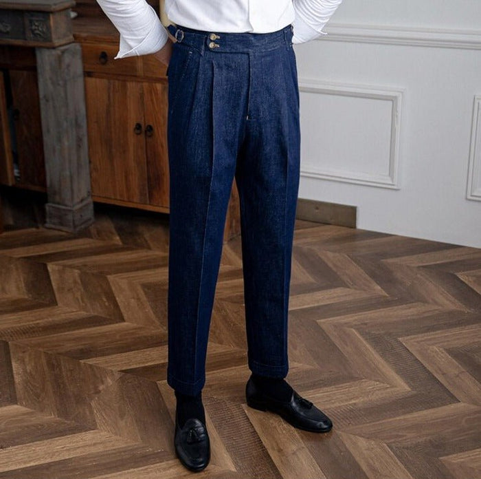 Italian Blue Trousers - AntoniosClothing - Blue