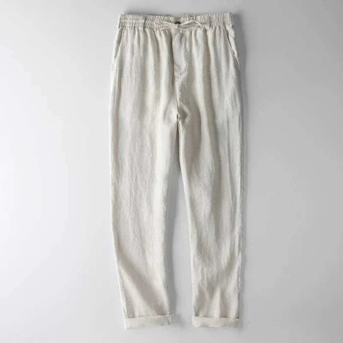 Italian design linen pants - AntoniosClothing - White