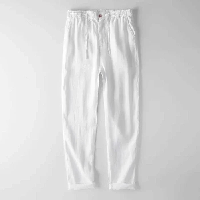 Italian design linen pants - AntoniosClothing - White