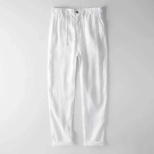 Italian design linen pants - AntoniosClothing - White