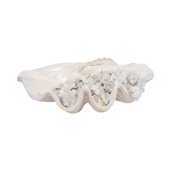 Ivory Polyresin Pearlized Clam Shell - 25 in.