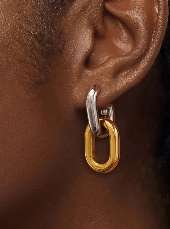 Jaxon 18K Non-Tarnish Double Chain Earring