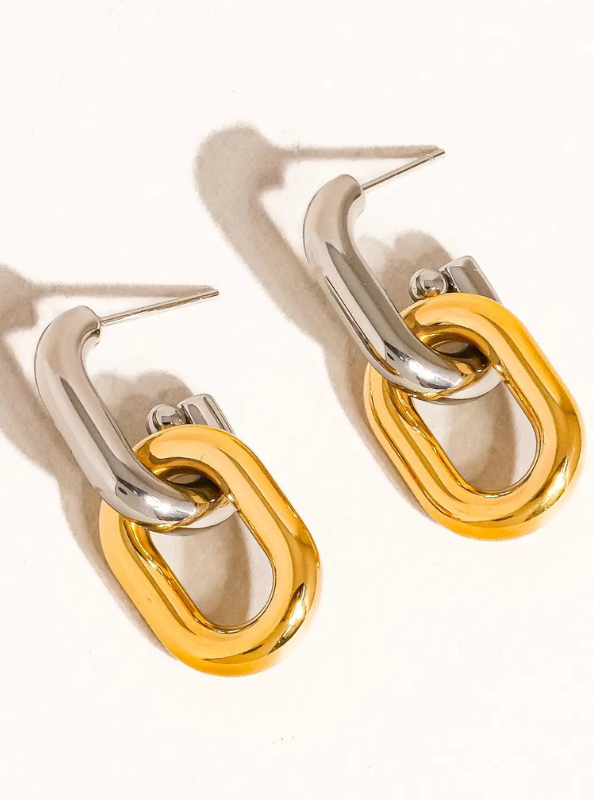 Jaxon 18K Non-Tarnish Double Chain Earring