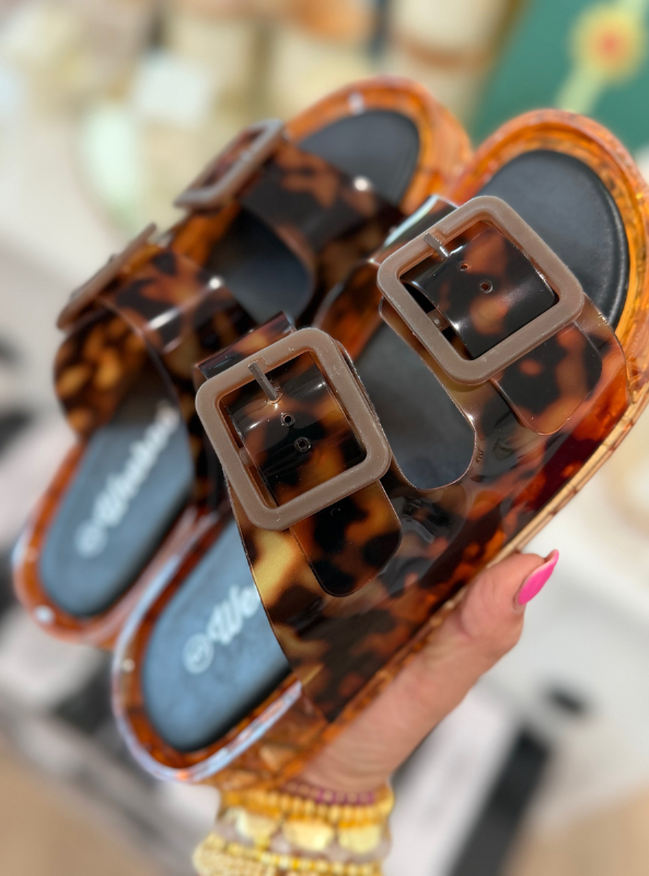 Jellybee Flexible Waterproof Double Strap Slide- Leopard