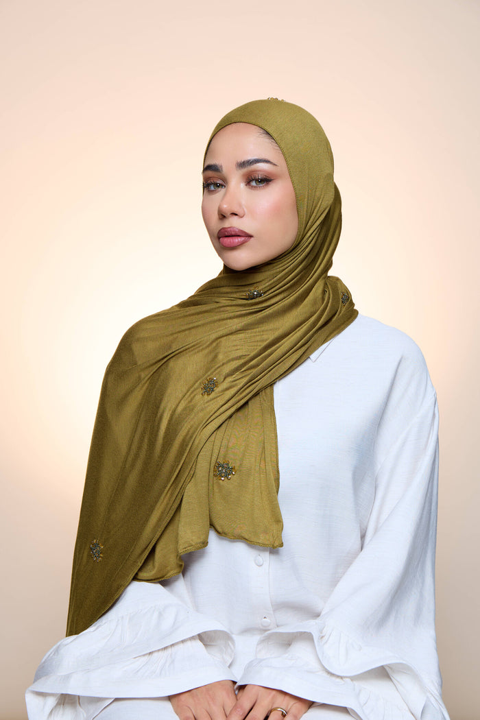 Jersey Hijab Zaya Olive Green