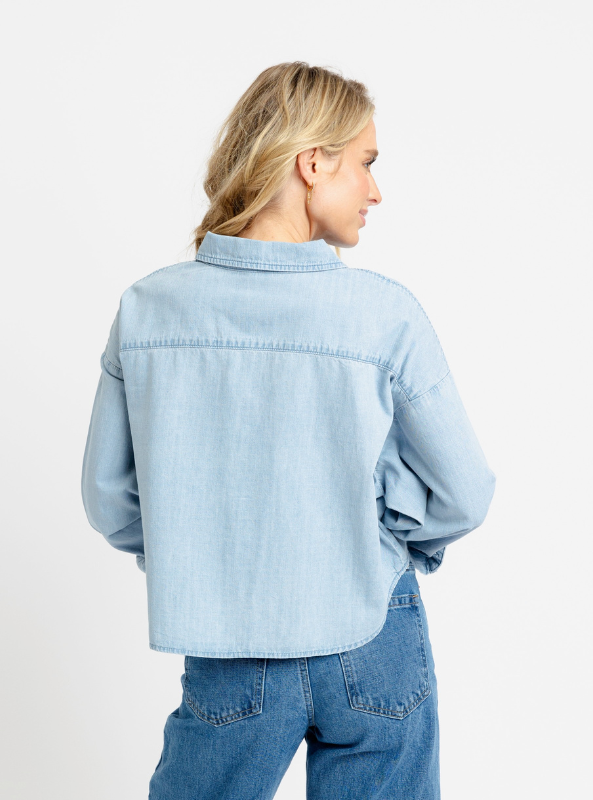 Karlie- Chambray Denim Button Up Top