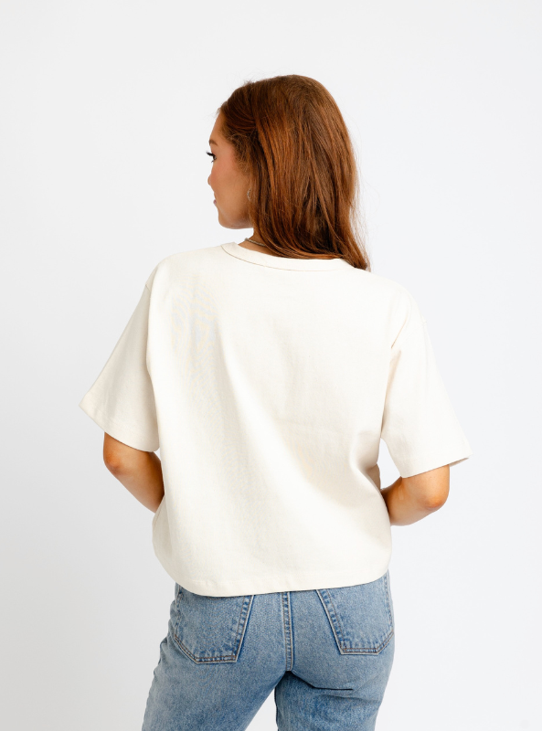 Karlie- Solid Knit Crew Tee- Oatmeal