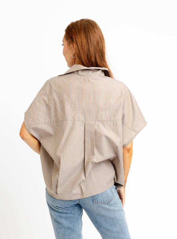 Karlie- Stripe Signature Top- Brown