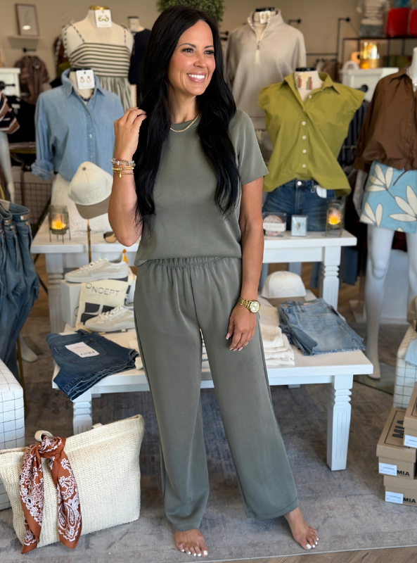 Karlie Scuba Crew Tee- Olive