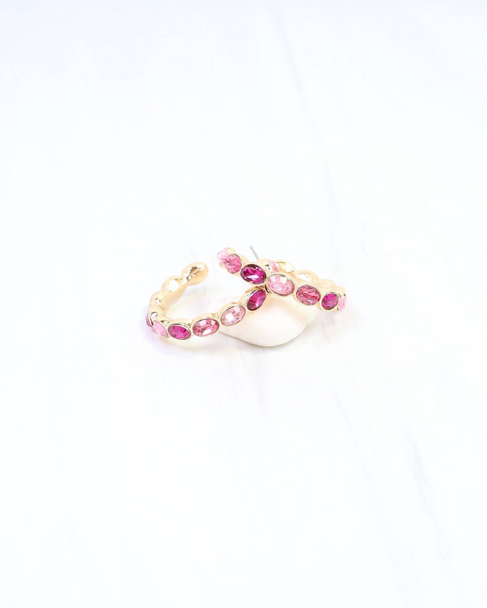 Karter Jeweled Hoop Earring in Pink Multi