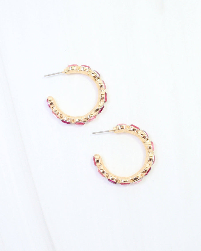 Karter Jeweled Hoop Earring in Pink Multi