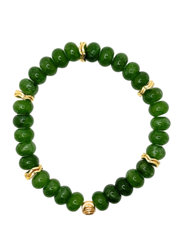 Kelly Green Gemstone Bracelet with Gold Accents