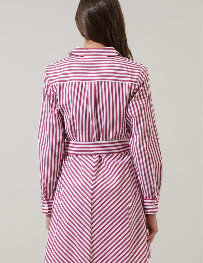 Kenada Stripe Flare Mini Dress- Red & White