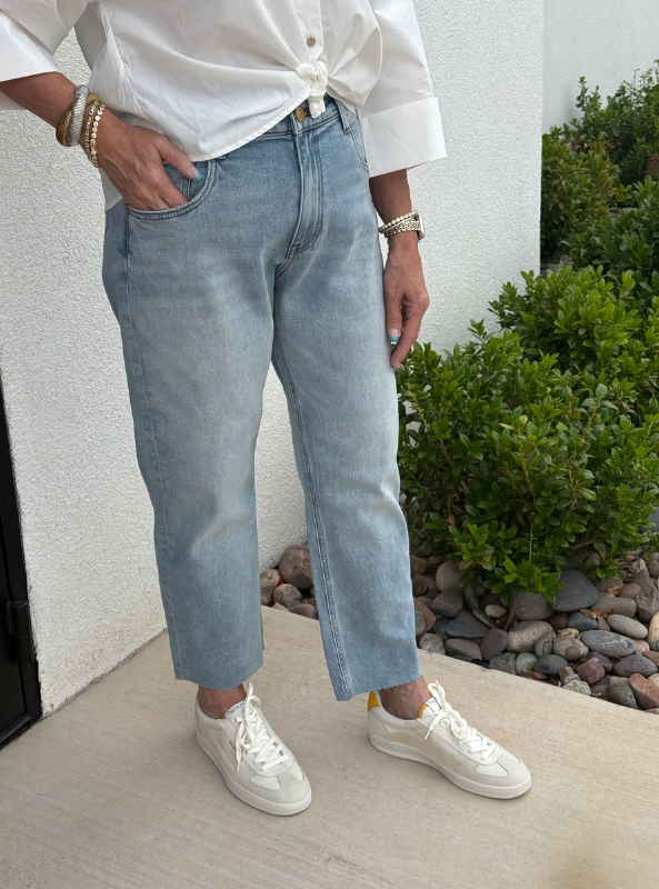 Kit High Rise Baggy Ankle Straight leg- Raw Hem- Invite