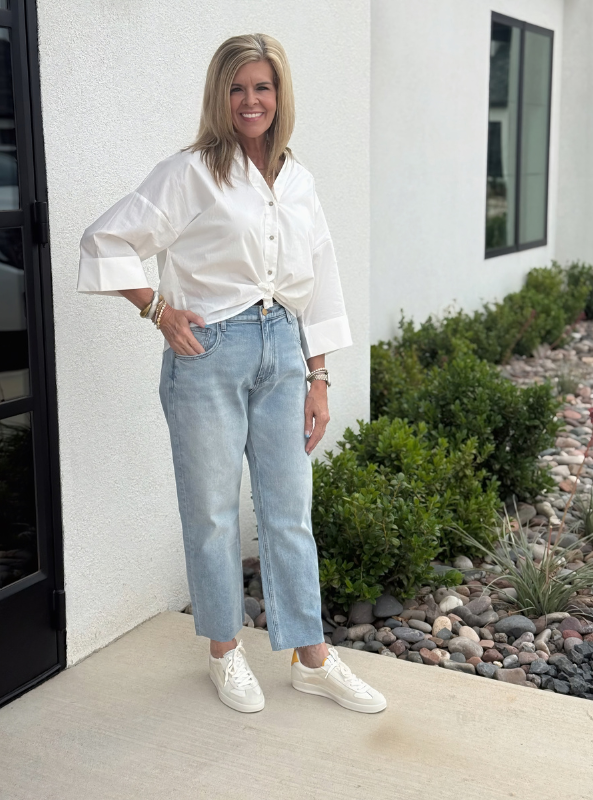 Kit High Rise Baggy Ankle Straight leg- Raw Hem- Invite